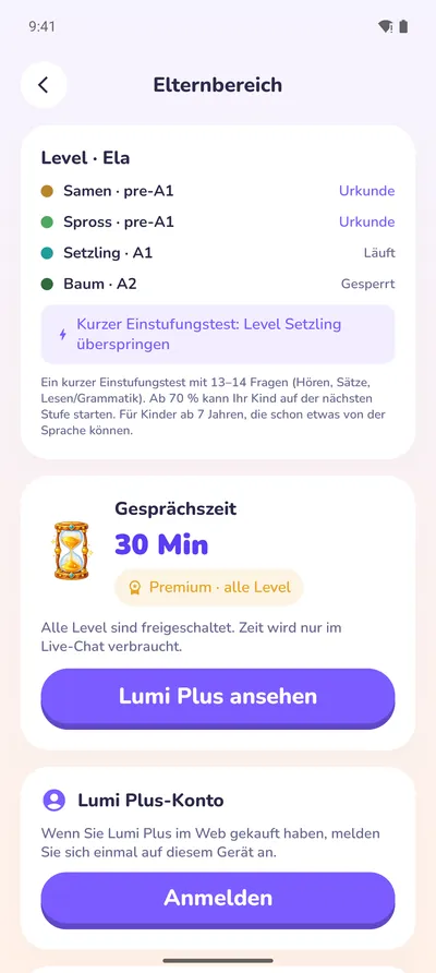 Der Elternbereich: Stufen, Urkunden und Gesprächszeit
