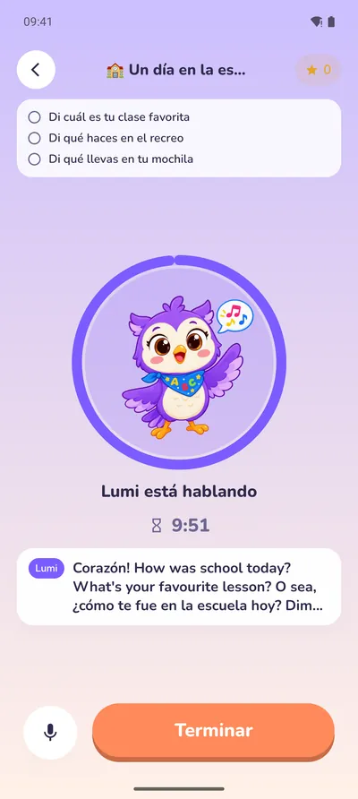 Conversación en vivo: Lumi escucha y responde en el nuevo idioma