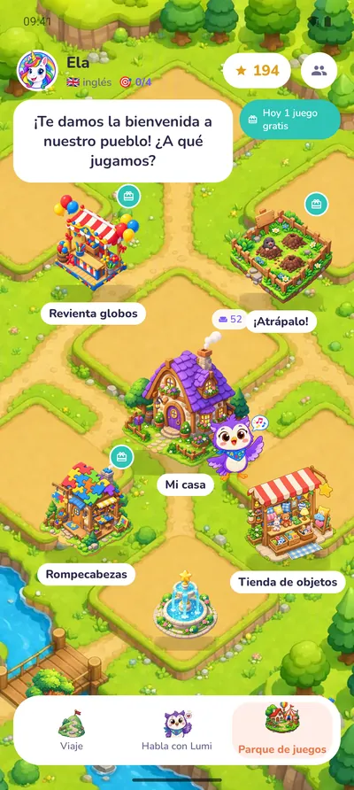 El Parque de juegos con Revienta globos, ¡Atrápalo! y Rompecabezas