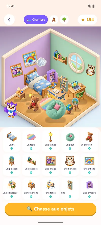 La chambre de l'enfant, meublée grâce aux étoiles gagnées