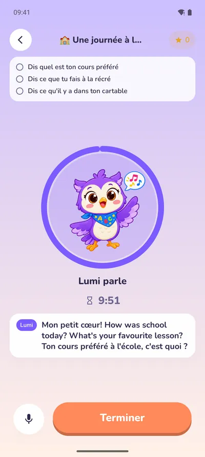 Conversation en direct : Lumi écoute et répond dans la nouvelle langue