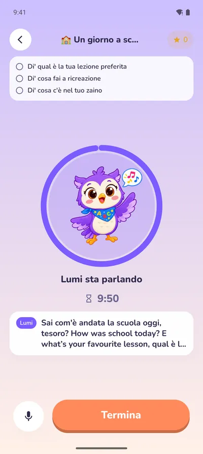Conversazione in tempo reale: Lumi ascolta e risponde nella nuova lingua