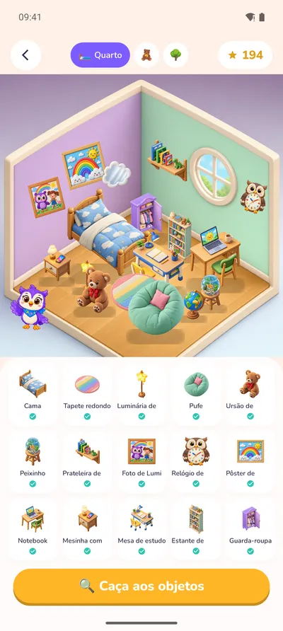 O quarto da criança, decorado com as estrelas que ela ganhou